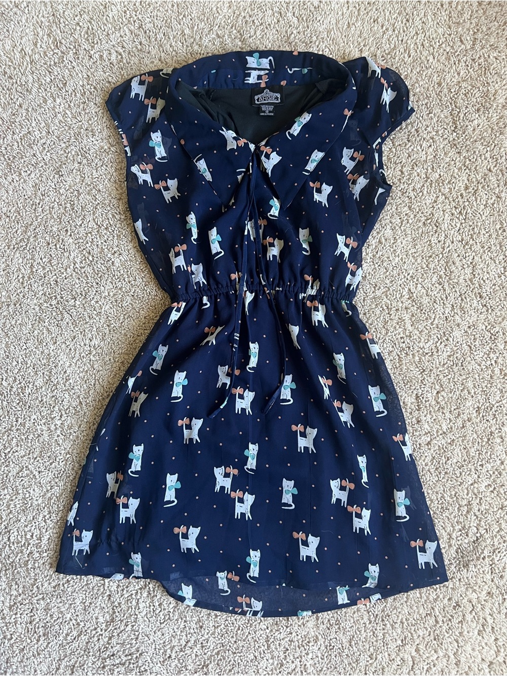 Angie Navy Women’s' Dress with Cat Print